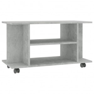Mueble de TV con ruedas contrachapada gris hormigón 80x40x40 cm H