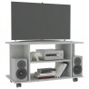 Mueble de TV con ruedas contrachapada gris hormigón 80x40x40 cm 3