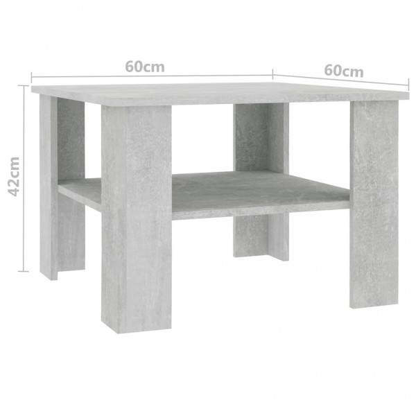 Mesa de centro madera contrachapada gris hormigón 60x60x42 cm M 4
