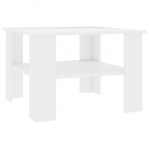 Mesa de centro madera contrachapada blanco brillante 60x60x42cm H