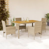 Set de comedor jardín 5 pzas con cojines ratán PE acacia beige 1