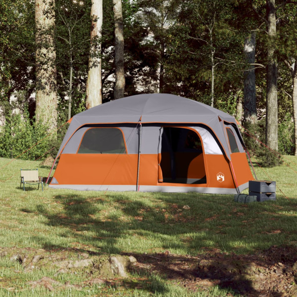 Tenda familiar para 8 pessoas impermeável cinzento e laranja M 3