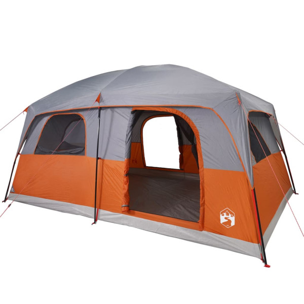 Tenda familiar para 8 pessoas impermeável cinzento e laranja M 5