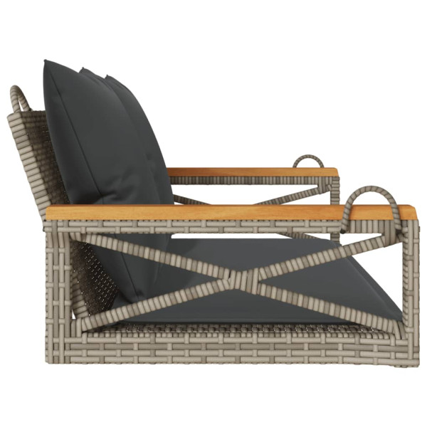 Banco columpio con cojines ratán sintético gris 109x62x40 cm M 5