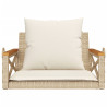Banco columpio con cojines ratán sintético beige 63x62x40 cm 4