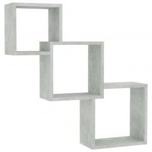 Estante pared de cubo contrachapada gris hormigón 68x15x27cm H