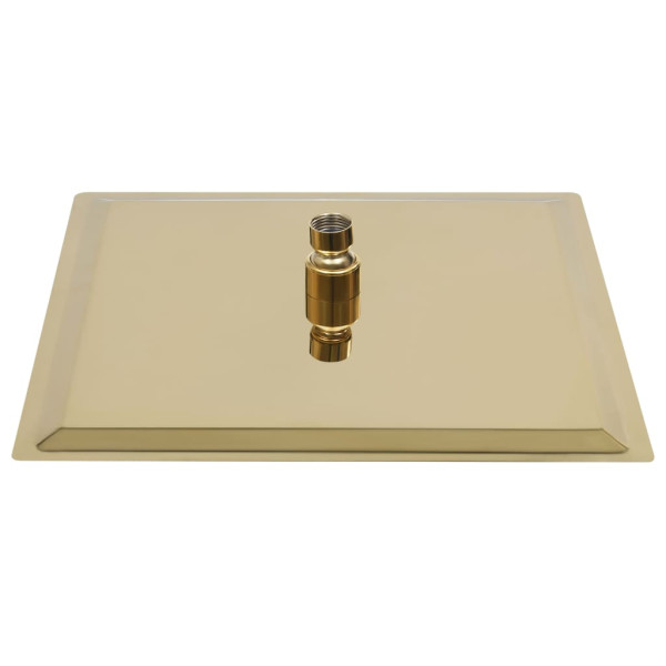 Cabezal ducha efecto lluvia acero inox cuadrado dorado 25x25cm M 4