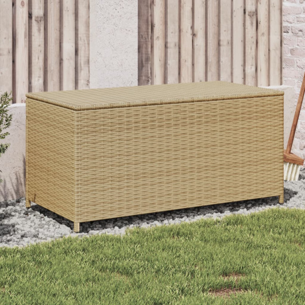 Caja de almacenaje de jardín ratán sintético beige mezcla 190L D