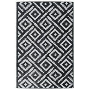 Alfombra de exterior PP blanco y negro 120x180 cm H