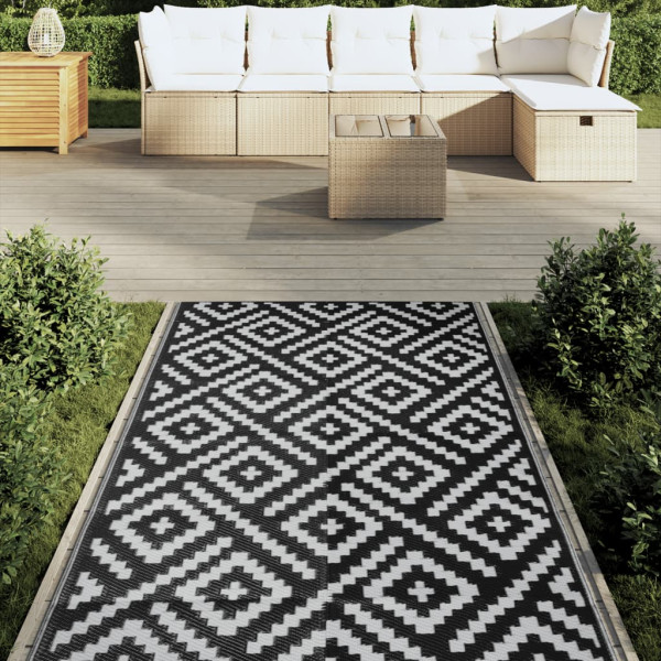 Alfombra de exterior PP blanco y negro 120x180 cm M 3