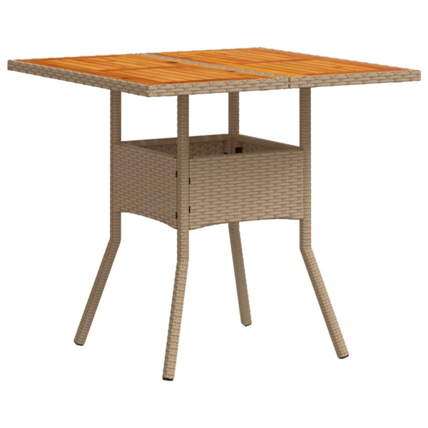 Set de comedor jardín 3 pzas con cojines ratán PE acacia beige M 4