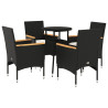 Set comedor jardín 5 pzas cojines ratán sintético vidrio negro 2
