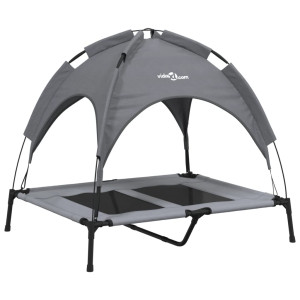 Cama para perros con dosel antracita tela oxford y acero H