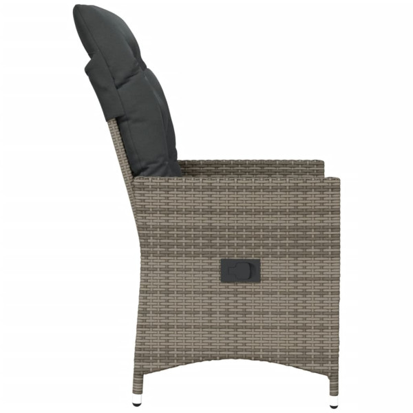 Sillones reclinable jardín y cojines 2 uds ratán sintético gris M 5