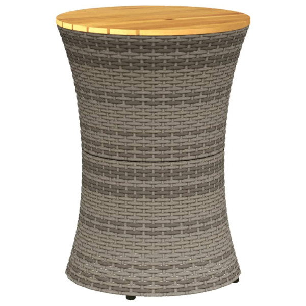 Mesa de jardín en forma de tambor ratán sintético y madera gris M 2