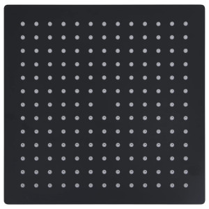 Cabezal ducha efecto lluvia acero inox cuadrado negro 25x25 cm H