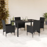 Set comedor jardín 5 pzas cojines ratán sintético vidrio negro 1