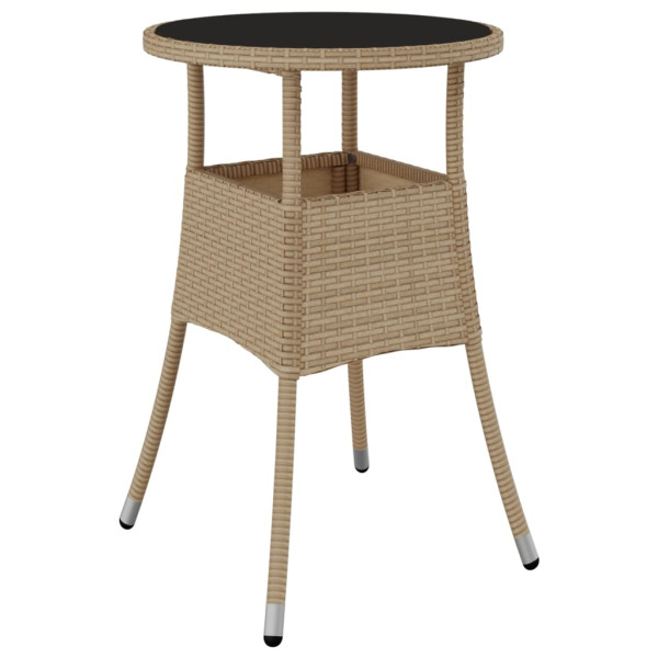 Set comedor jardín 3 pzas cojines ratán sintético vidrio beige M 4
