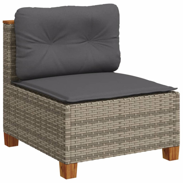 Set de muebles de jardín 9 pzas y cojines ratán sintético gris M 4