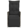 Sillón reclinable de jardín con cojines ratán sintético gris 4