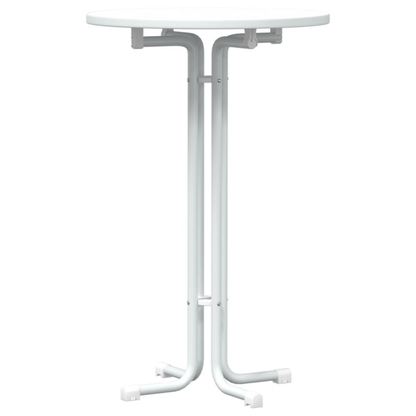 Mesa alta de comedor madera ingeniería y acero blanco Ø70x110cm M 2
