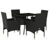 Set comedor jardín 5 pzas cojines ratán sintético vidrio negro 2