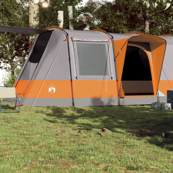 Tienda de camping con túnel 4 personas impermeable gris naranja M 3