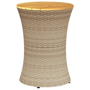 Mesa de jardín forma de tambor ratán sintético y madera beige H