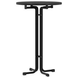 Mesa alta de comedor madera ingeniería y acero negro Ø70x110 cm H