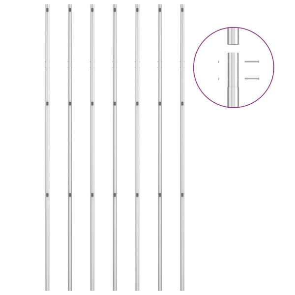 Valla tela metálica y postes acero galvanizado plata 15x1.5 m M 4