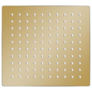 Cabezal ducha efecto lluvia acero inox cuadrado dorado 20x20 cm H