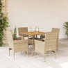 Set de comedor jardín 5 pzas con cojines ratán PE acacia beige 1