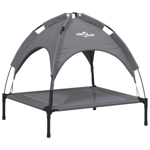 Cama para perros con dosel antracita tela oxford y acero H