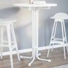 Mesa alta de comedor madera ingeniería y acero blanco Ø80x110cm 1