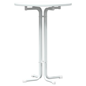 Mesa alta de comedor madera ingeniería y acero blanco Ø80x110cm H