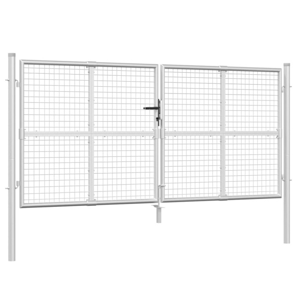 Portão de rede para jardim 300x175 cm aço galvanizado prateado M 2