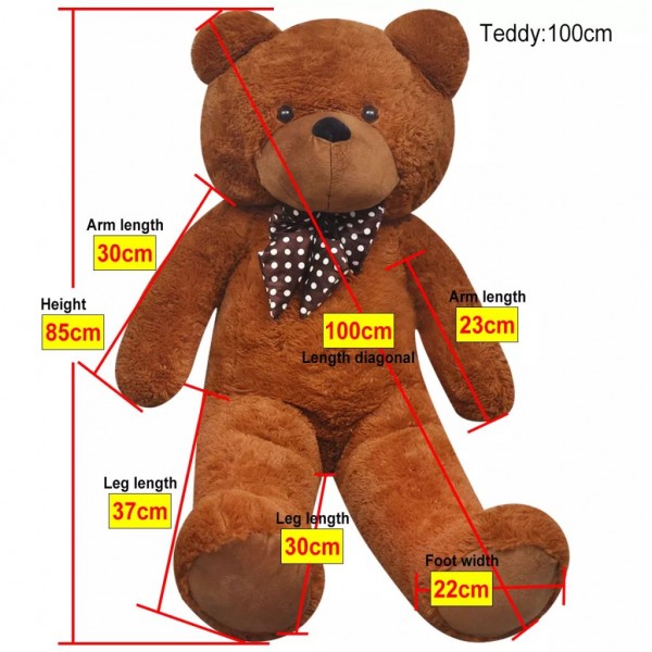Urso de peluche XXL 85 cm castanho M 5