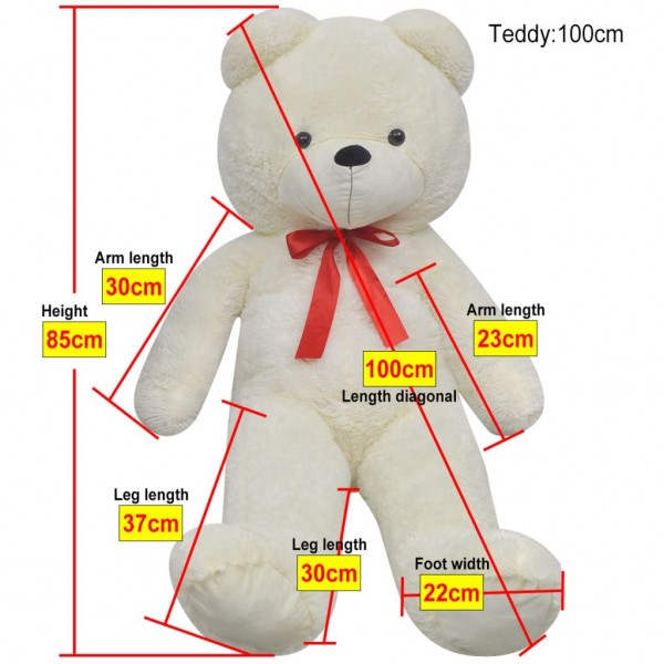 Urso de peluche XXL 85 cm branco M 5