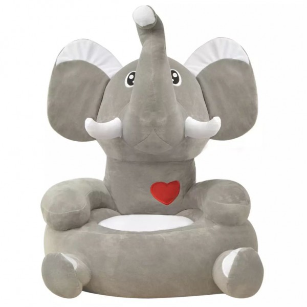 Cadeira em pelúcia infantil. elefante. cinzento M 3