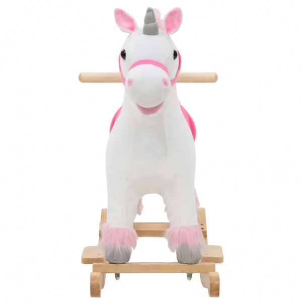Unicornio balancín de peluche blanco y rosa 65x32x58 cm M 3