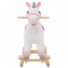 Unicornio balancín de peluche blanco y rosa 65x32x58 cm 3