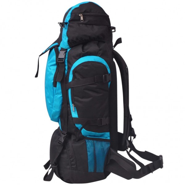 Mochila excursionismo XXL 75 L Negro y azul M 4