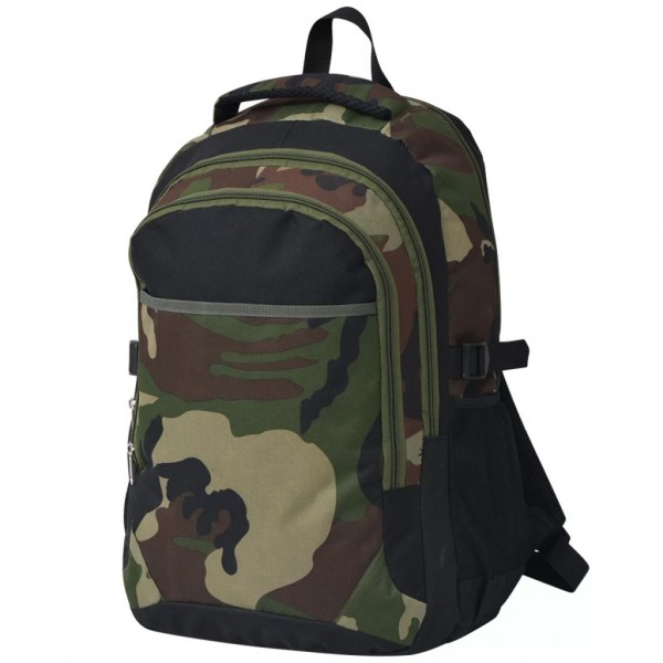 Mochila de colegio 40 L negra y camuflaje D