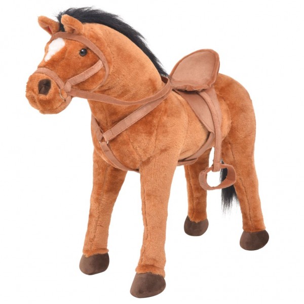 Caballo de juguete de pie de peluche marrón D