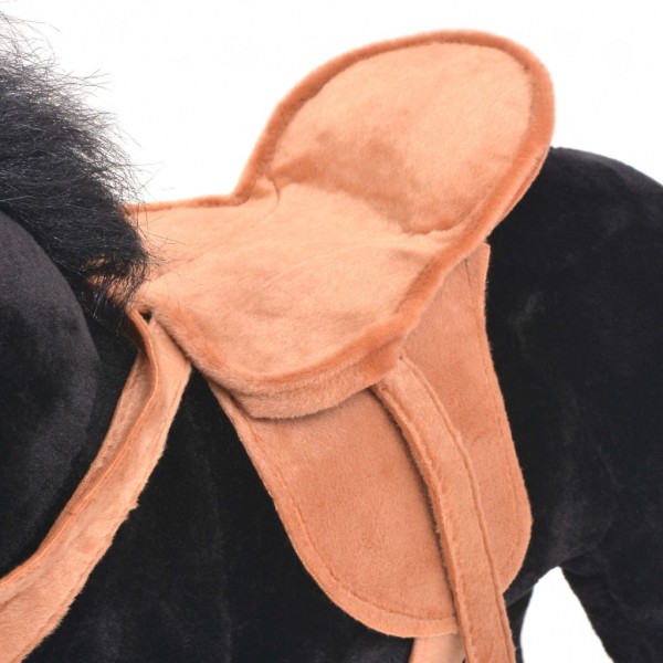 Caballo de juguete de pie de peluche negro M 5