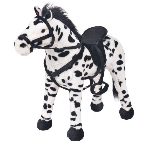 Caballo de peluche de pie negro y blanco XXL D