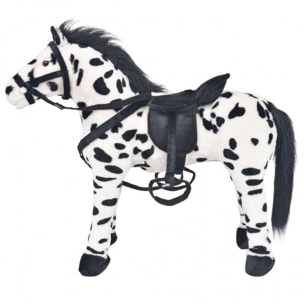 Caballo de peluche de pie negro y blanco XXL M 2