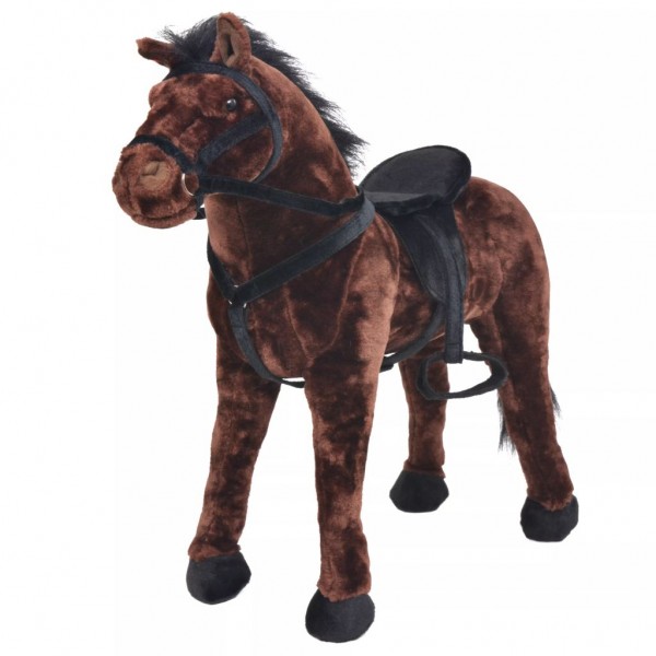 Caballo de peluche de pie marrón oscuro XXL D