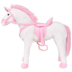 Unicornio de peluche de pie blanco y rosa XXL H