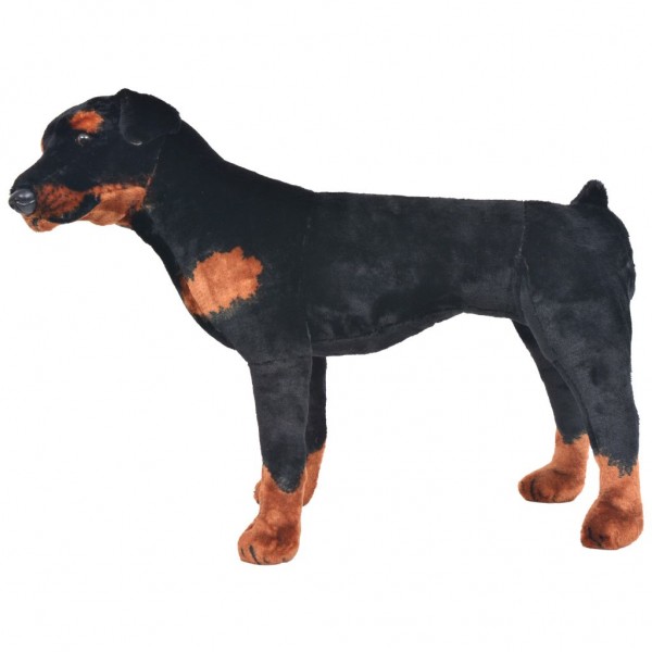 Brinquedo de montar cão rottweiler peluche preto e castanho XXL M 2